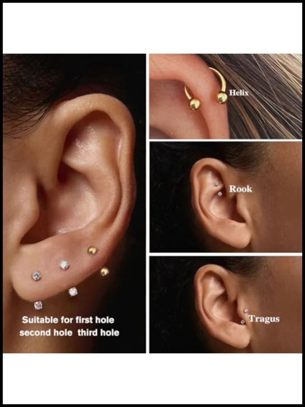 20G Horseshoe Nose Ring Set 7-9mm Titanium Steel Double CZ Gem Hypoallergenic